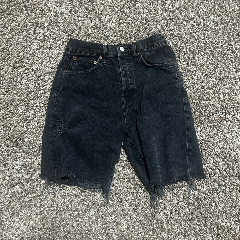 AGOLDE Black Distressed Denim Cutoff Shorts – Size 25